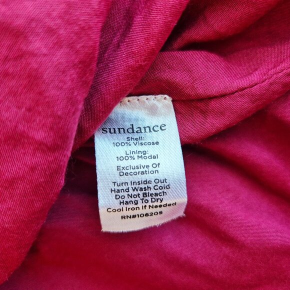 Sundance Harvest Floral Tiered Maxi Dress Ruffle Cap Sleeve Chiffon Red - Picture 13 of 16